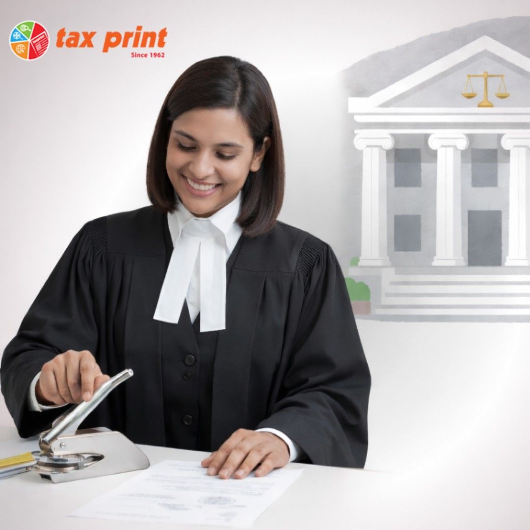 Common Seal (For Advocate) 3 Legal professional stamping an official document with a Tax Print common seal, representing trusted company seal solutions for legal and corporate compliance.
